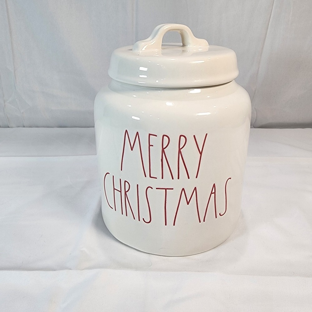 Rae Dunn Merry Christmas Red Long Letter Large Chubby Canister 2019